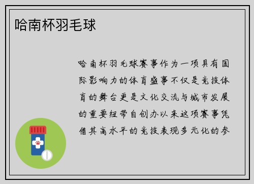 哈南杯羽毛球